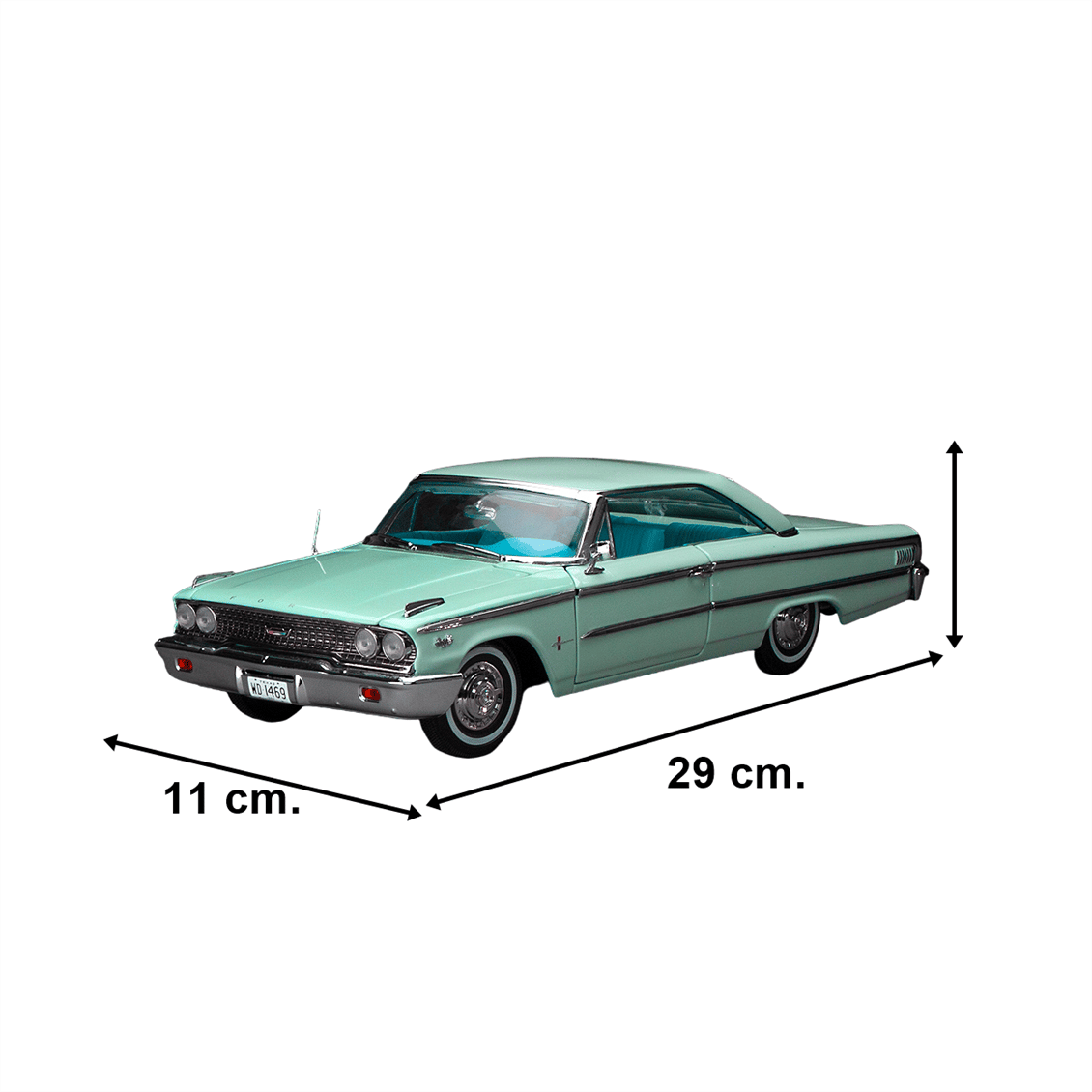 Sunstar 1469 1/18 Ölçek, 1963 Ford Galaxie 500/XL Hardtop, Buz Mavisi, Sergilemeye Hazır Metal Araba Modeli