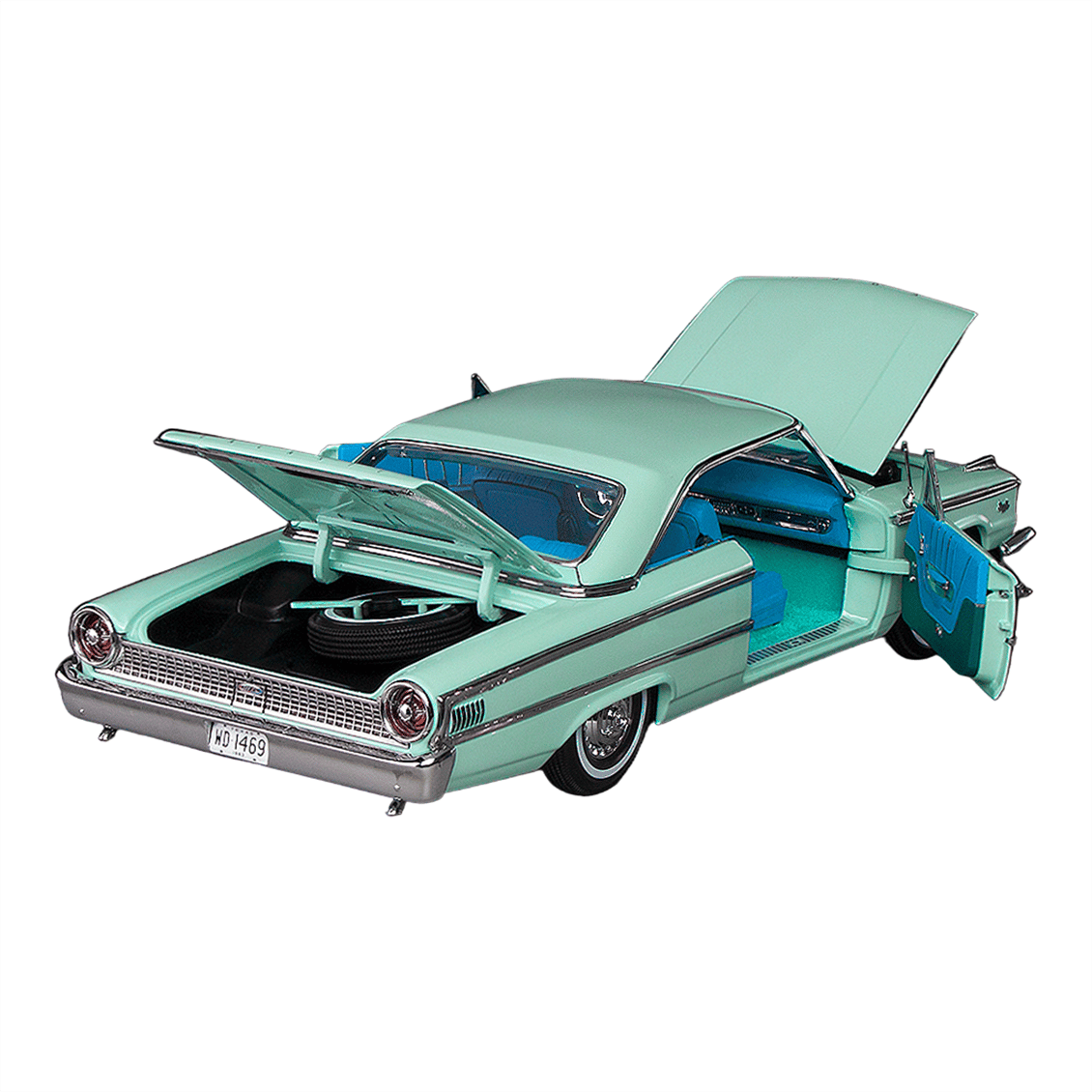 Sunstar 1469 1/18 Ölçek, 1963 Ford Galaxie 500/XL Hardtop, Buz Mavisi, Sergilemeye Hazır Metal Araba Modeli
