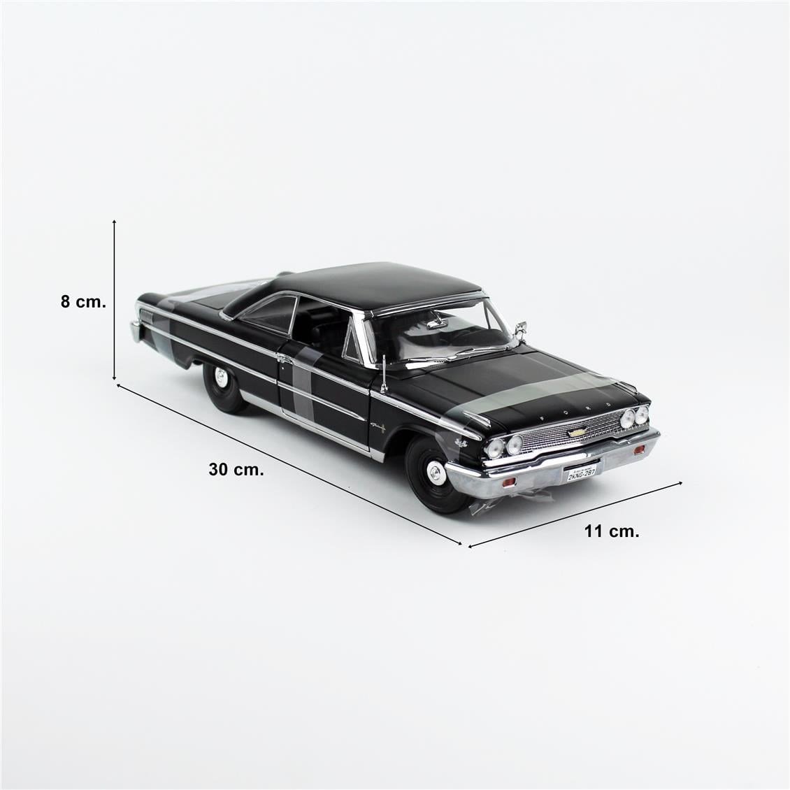 Sunstar 1475 1/18 Ölçek, 1963 Ford Galaxie 500/XL Hardtop, Yarı Mat Siyah, Sergilemeye Hazır Metal Araba Modeli
