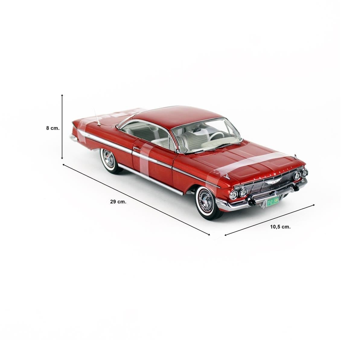 Sunstar 2108 1/18 Ölçek, 1961 Chevrolet Impala Sport Coupe, Honduras Maroon, Sergilemeye Hazır Metal Araba Modeli