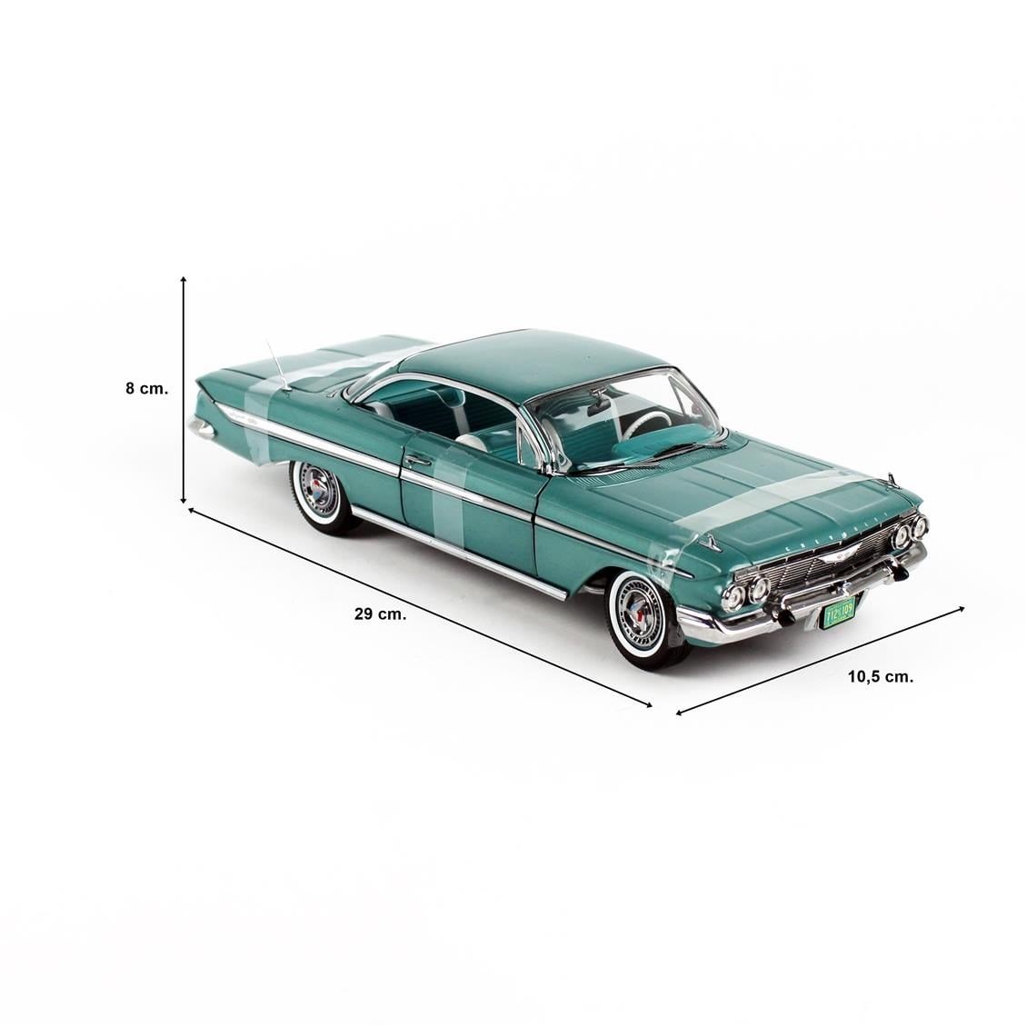 Sunstar 2109 1/18 Ölçek, 1961 Chevrolet Impala Sport Coupe, Koyu Turkuaz, Sergilemeye Hazır Metal Araba Modeli