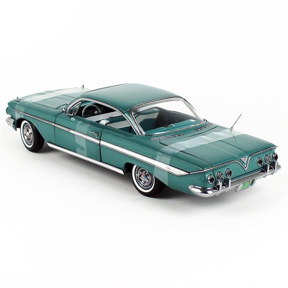 Sunstar 2109 1/18 Ölçek, 1961 Chevrolet Impala Sport Coupe, Koyu Turkuaz, Sergilemeye Hazır Metal Araba Modeli