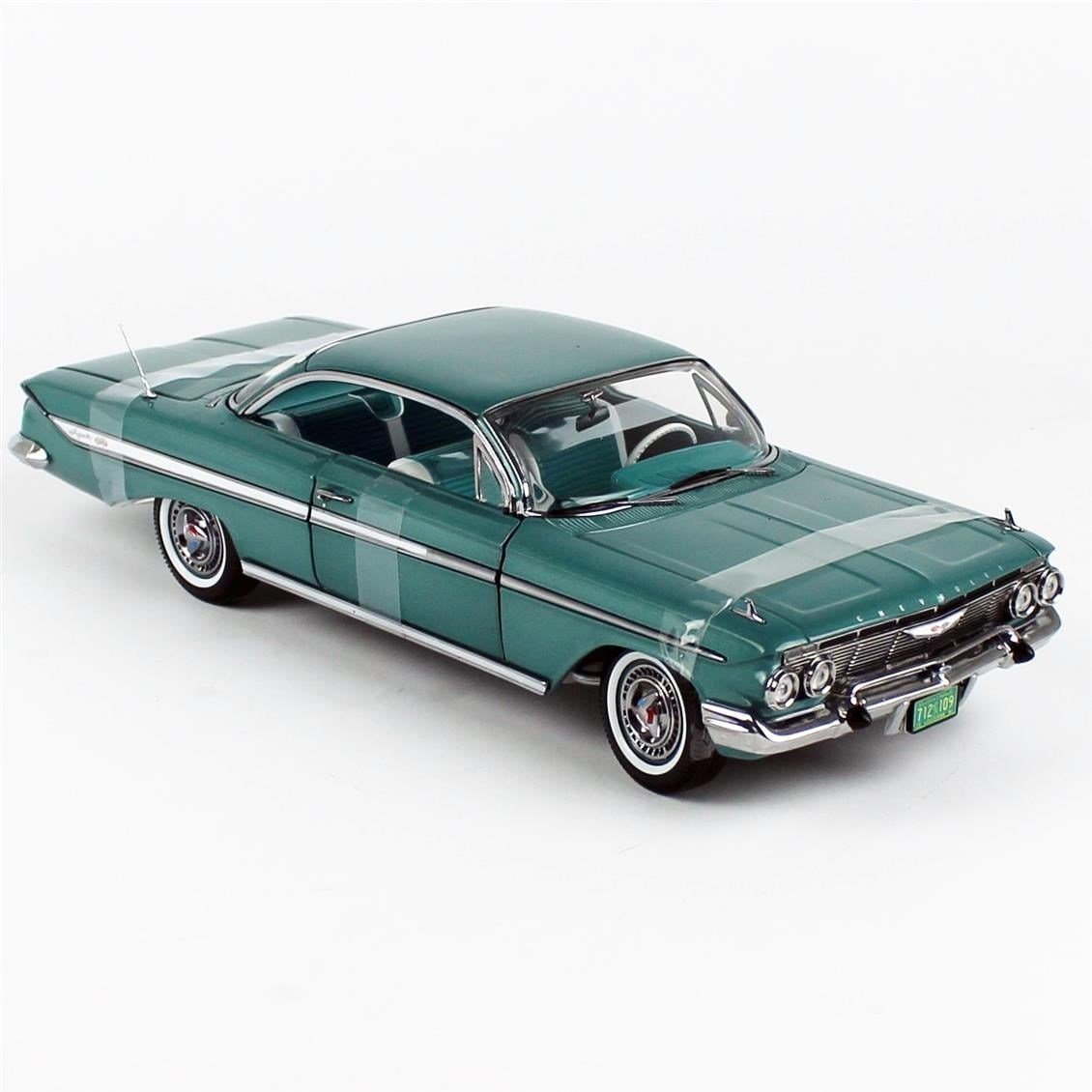Sunstar 2109 1/18 Ölçek, 1961 Chevrolet Impala Sport Coupe, Koyu Turkuaz, Sergilemeye Hazır Metal Araba Modeli