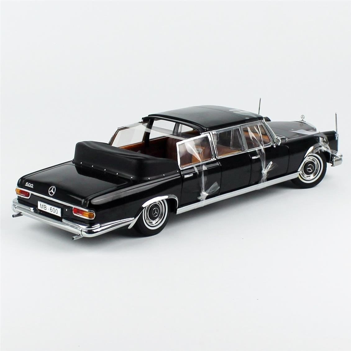 Sunstar 2302 1/18 Ölçek, 1966 Mercedes-Benz 600 Landaulet, Siyah, Sergilemeye Hazır Metal Araba Modeli