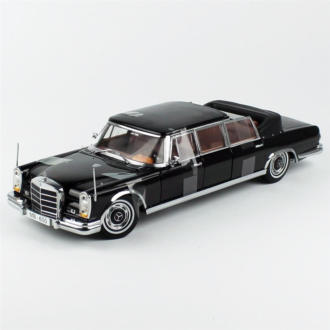 Sunstar 2302 1/18 Ölçek, 1966 Mercedes-Benz 600 Landaulet, Siyah, Sergilemeye Hazır Metal Araba Modeli