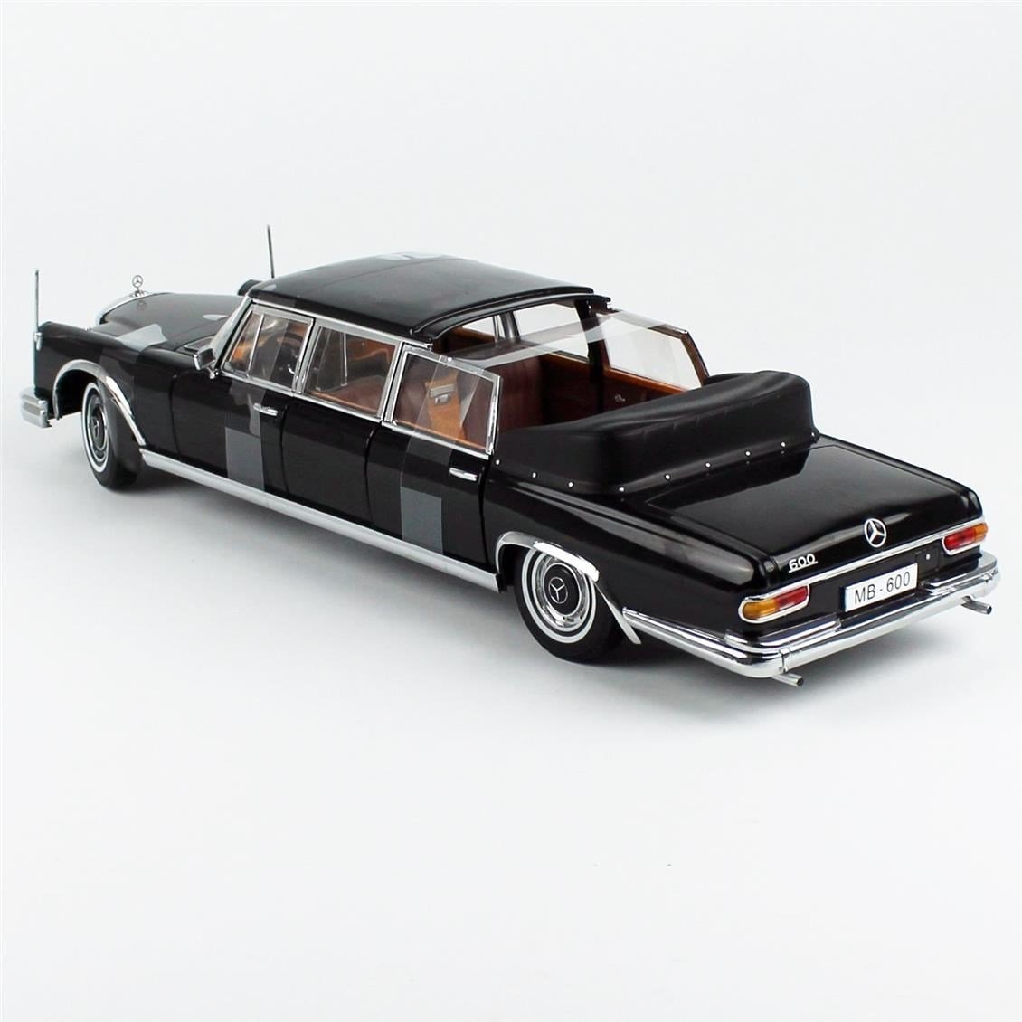 Sunstar 2302 1/18 Ölçek, 1966 Mercedes-Benz 600 Landaulet, Siyah, Sergilemeye Hazır Metal Araba Modeli