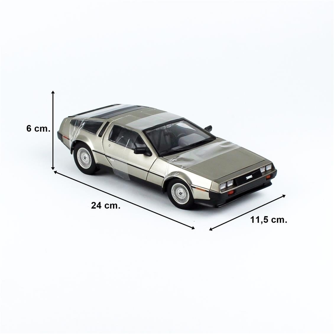 Sunstar 2701 1/18 Ölçek, 1981 De Lorean DMC 12 Coupe, Krom Renk, Sergilemeye Hazır Metal Araba Modeli