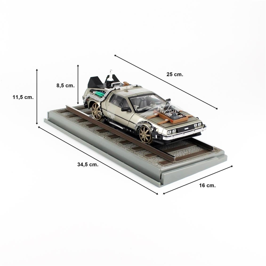 Sunstar 2714 1/18 Ölçek, Delorean (Geleceğe Dönüş III- Demiryolu Versiyonu) Krom Renk, Sergilemeye Hazır Metal Araba Modeli