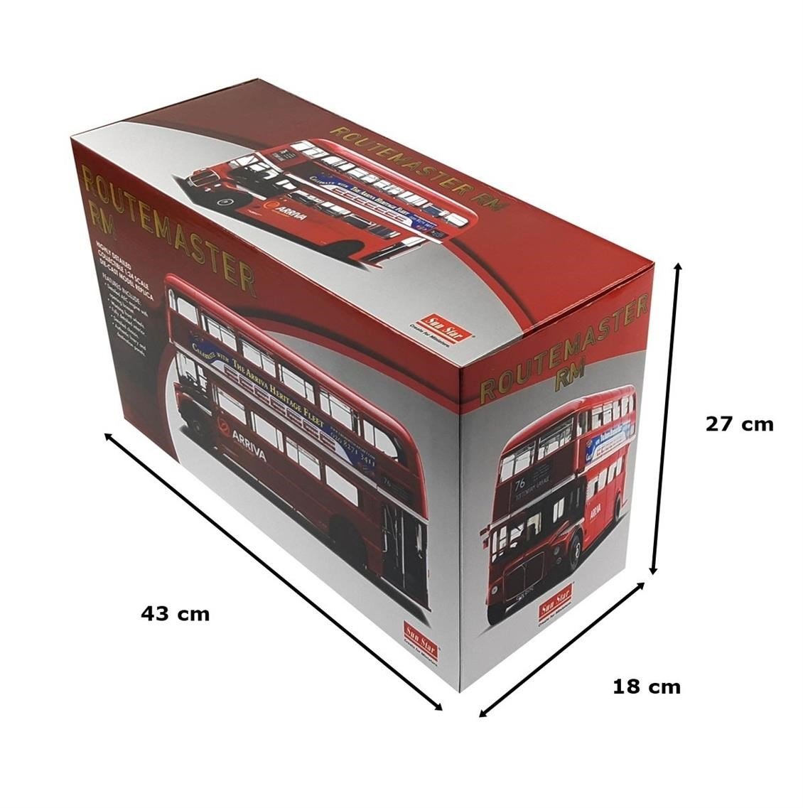 Sunstar 2941 1/24 Ölçek, 1986 Routemaster Arriva, Kırmızı, Sergilemeye Hazır Metal Otobüs Modeli
