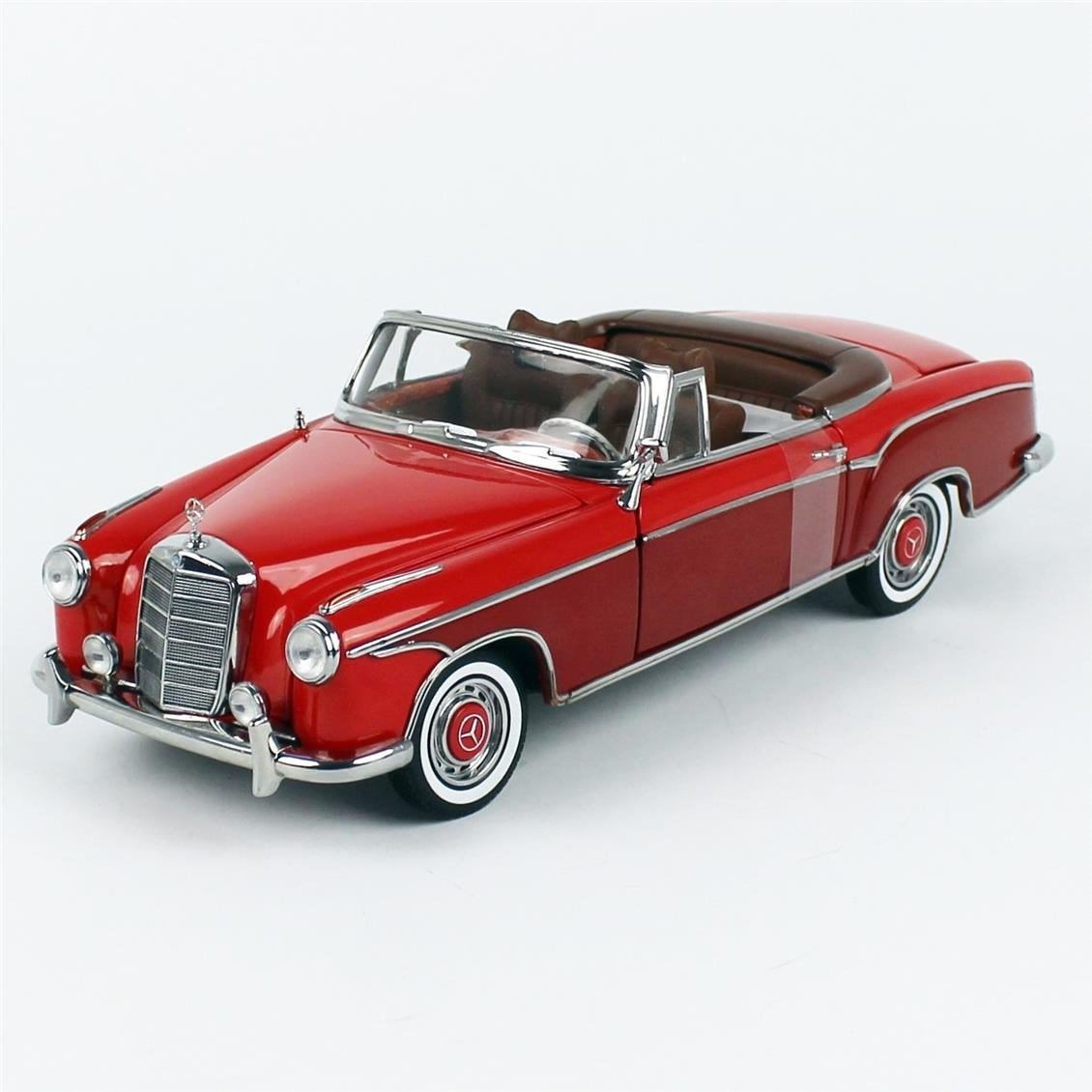 Sunstar 3594 1/18 Ölçek, 1960 Mercedes-Benz 220 SE Cabriolet, Kırmızı/Koyu Kırmızı, Sergilemeye Hazır Metal Araba Modeli