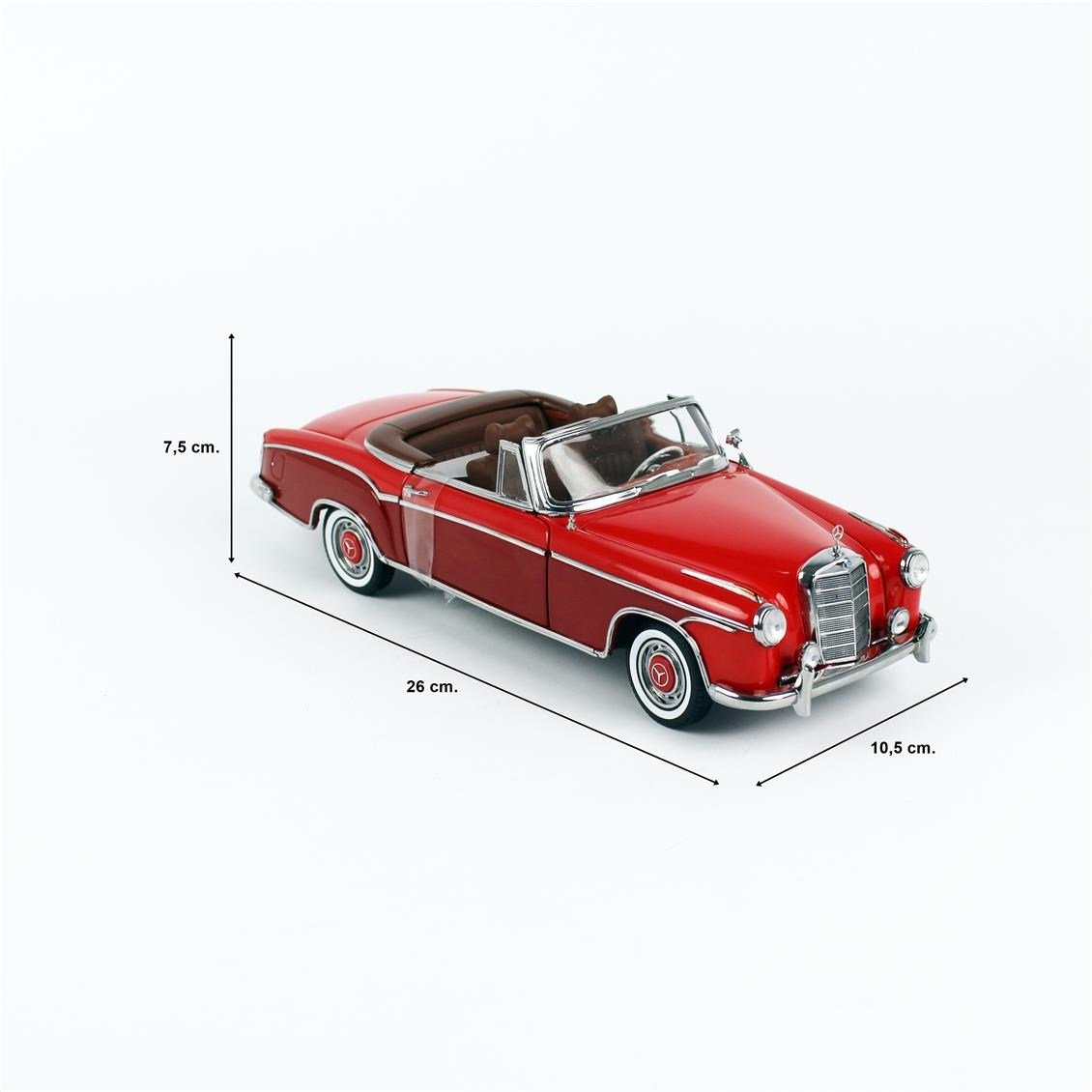 Sunstar 3594 1/18 Ölçek, 1960 Mercedes-Benz 220 SE Cabriolet, Kırmızı/Koyu Kırmızı, Sergilemeye Hazır Metal Araba Modeli