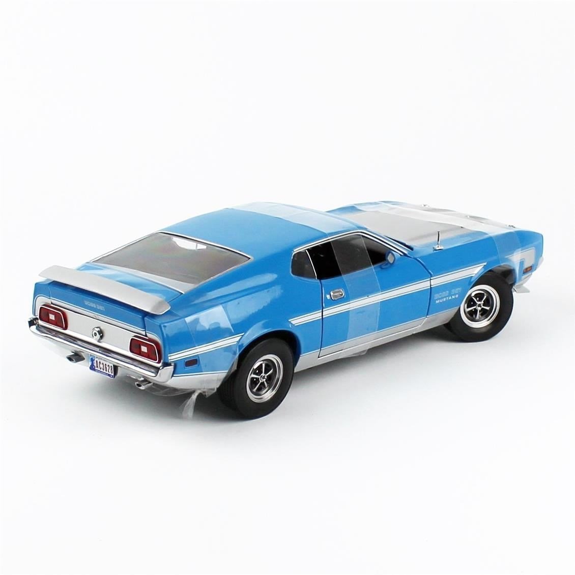 Sunstar 3628 1/18 Ölçek, 1971 Ford Mustang BOSS 351, Mavi, Sergilemeye Hazır Metal Araba Modeli