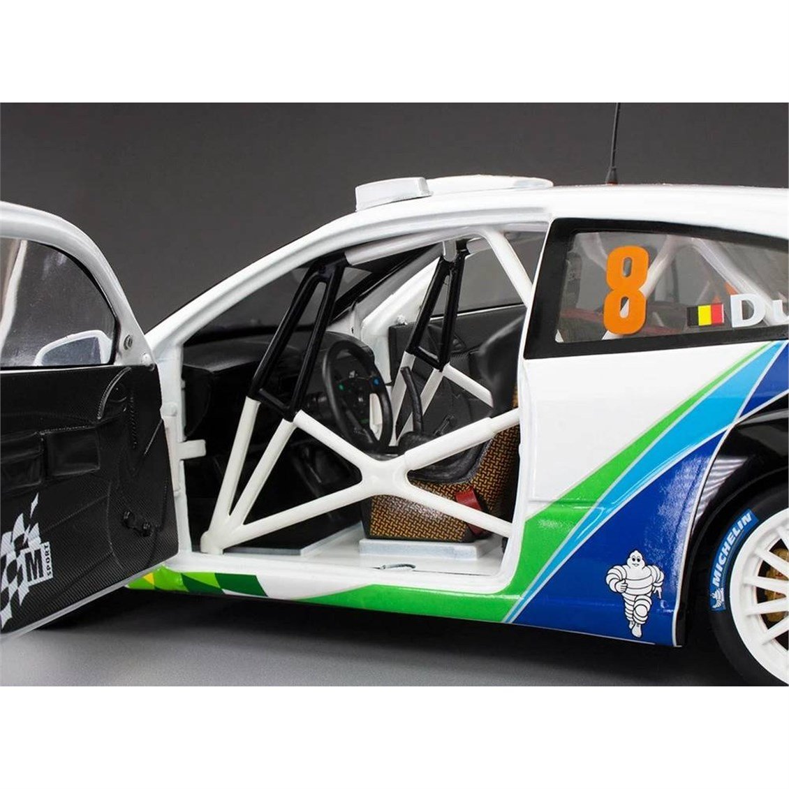 Sunstar 3881 1/18 Ölçek, Ford Focus RS WRC '04-#8 F.Duval/S.Prévot - 2nd Rally Deutschland 2004, Sergilemeye Hazır Metal Araba