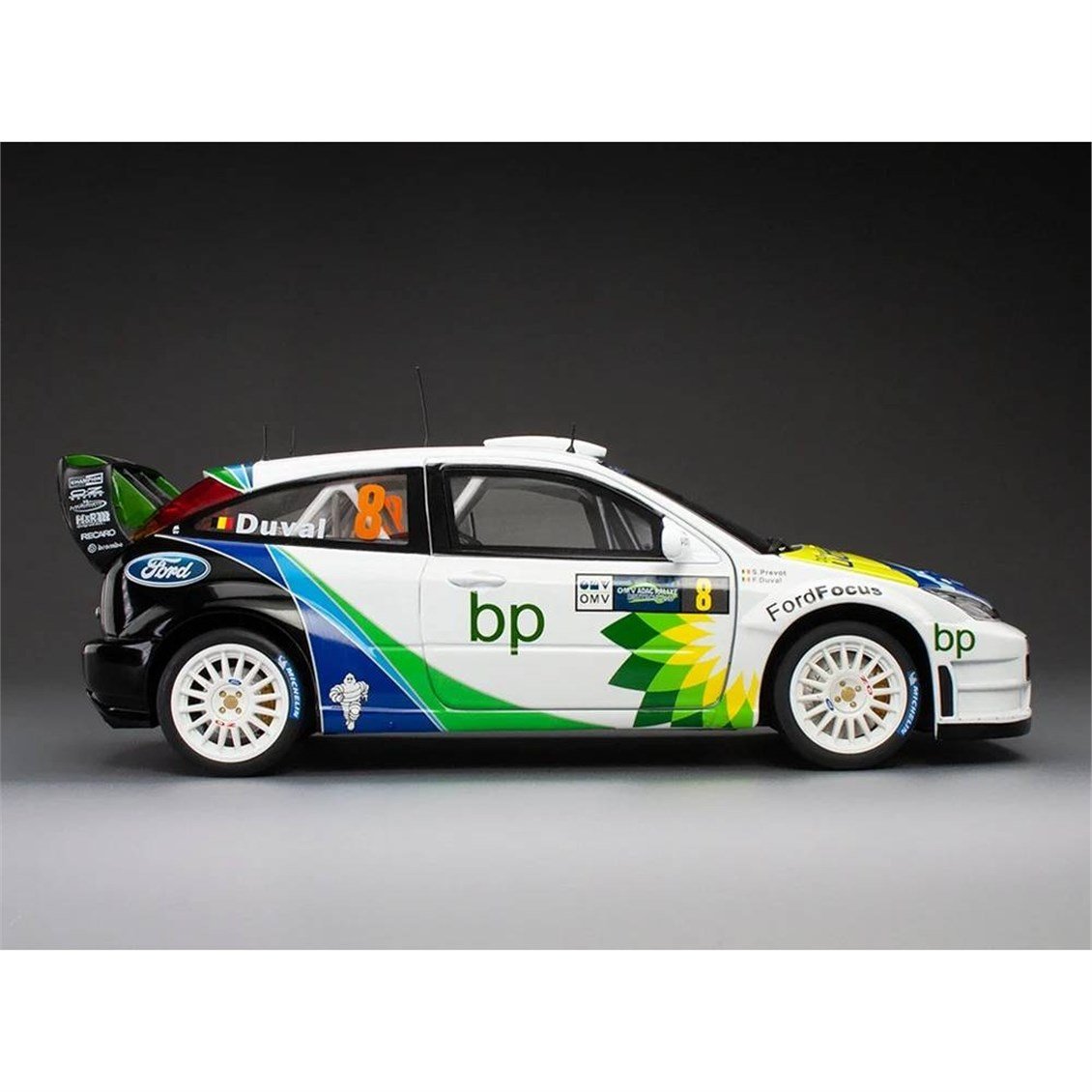Sunstar 3881 1/18 Ölçek, Ford Focus RS WRC '04-#8 F.Duval/S.Prévot - 2nd Rally Deutschland 2004, Sergilemeye Hazır Metal Araba