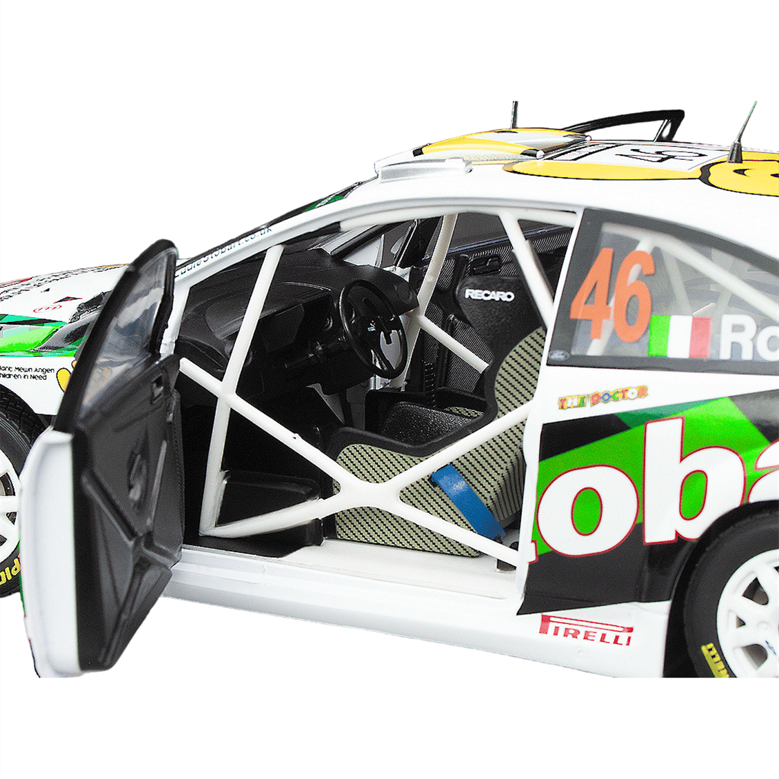 Sunstar 3939 1/18 Ölçek, Ford Focus RS WRC07, V.Rossi/C.Cassina – 2008 Wales Rally GB, Sergilemeye Hazır Metal Araba Modeli