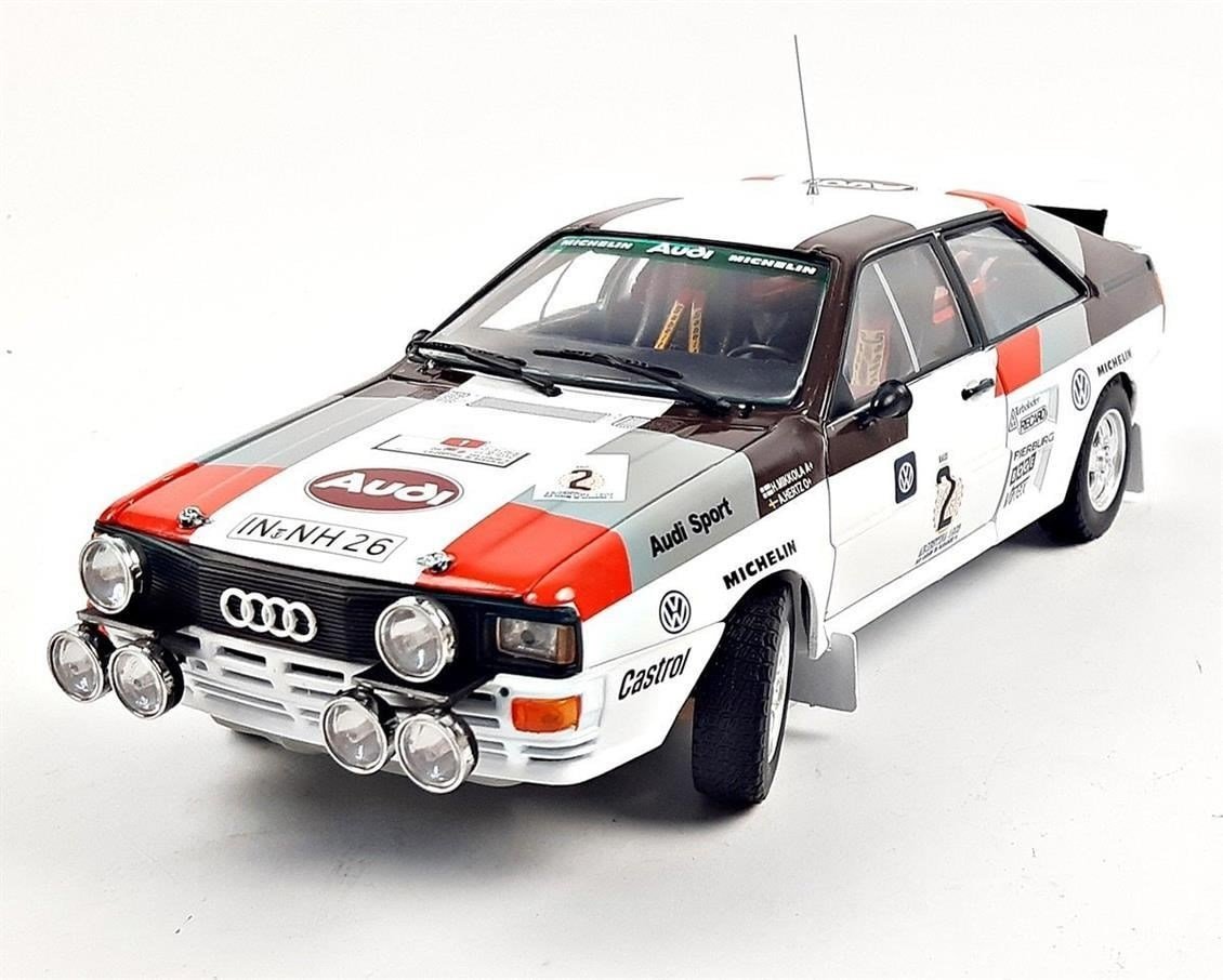 Sunstar 4250 1/18 Ölçek,  Audi Quattro A2, H.Mikkola/A.Hertz Winner Rally Argentina 1983, Sergilemeye Hazır Metal Araba Modeli