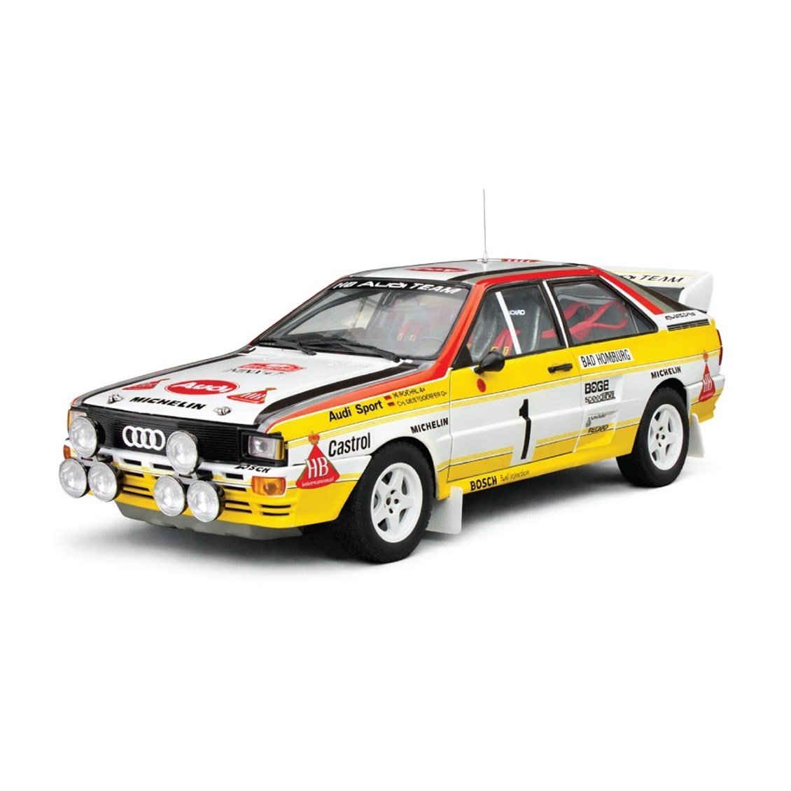 Sunstar 4258 1/18 Ölçek, Audi Quattro A2 - #1 W.Röhrl/C.Geistdörfer - Winner Rallye Monte-Carlo 1984, Sergilemeye Hazır Metal A