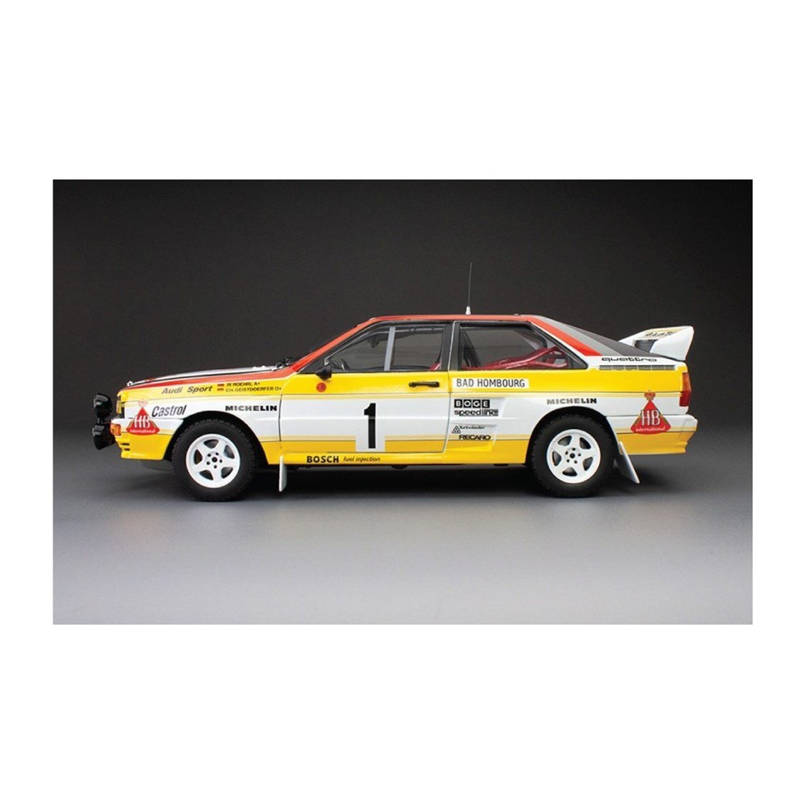 Sunstar 4258 1/18 Ölçek, Audi Quattro A2 - #1 W.Röhrl/C.Geistdörfer - Winner Rallye Monte-Carlo 1984, Sergilemeye Hazır Metal A