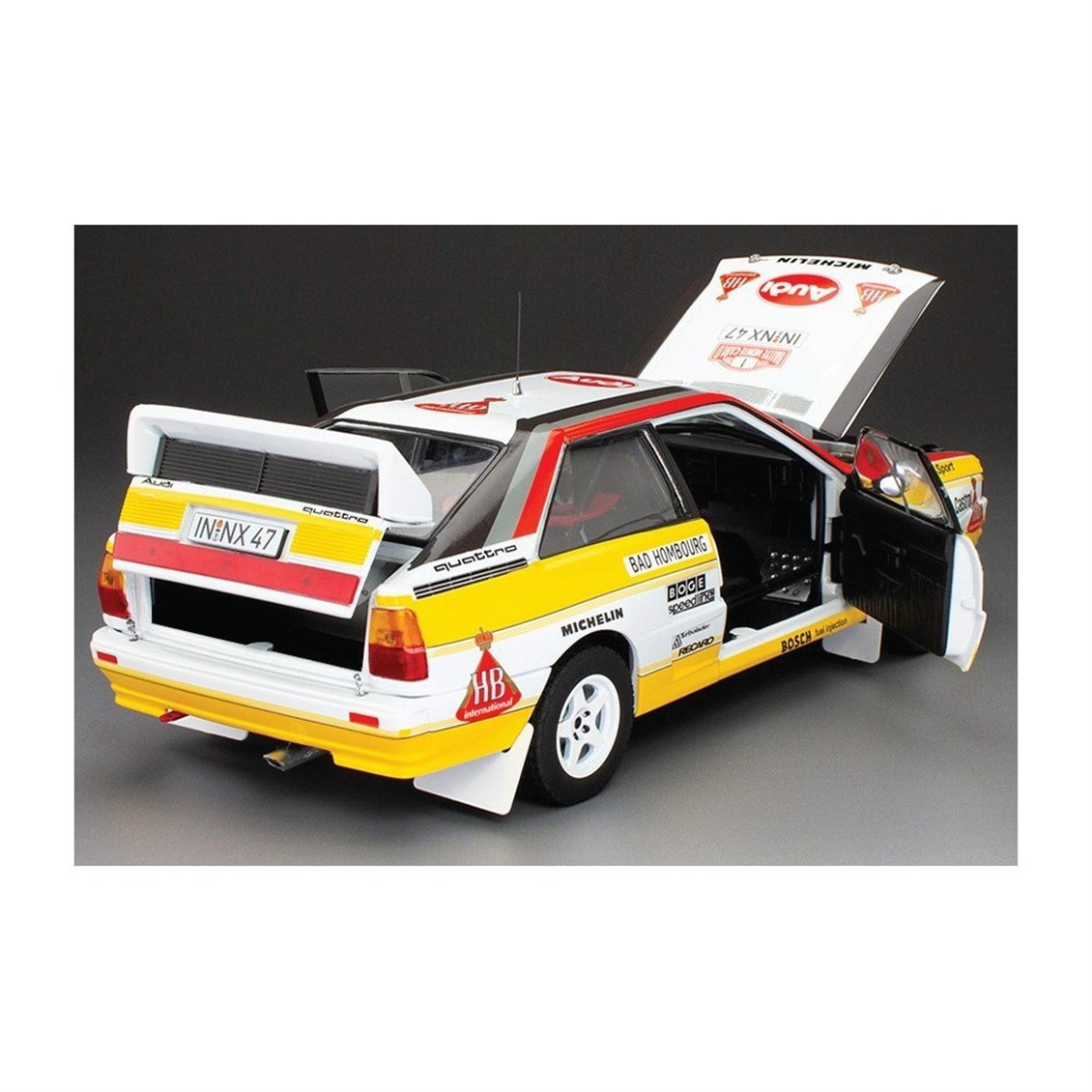 Sunstar 4258 1/18 Ölçek, Audi Quattro A2 - #1 W.Röhrl/C.Geistdörfer - Winner Rallye Monte-Carlo 1984, Sergilemeye Hazır Metal A