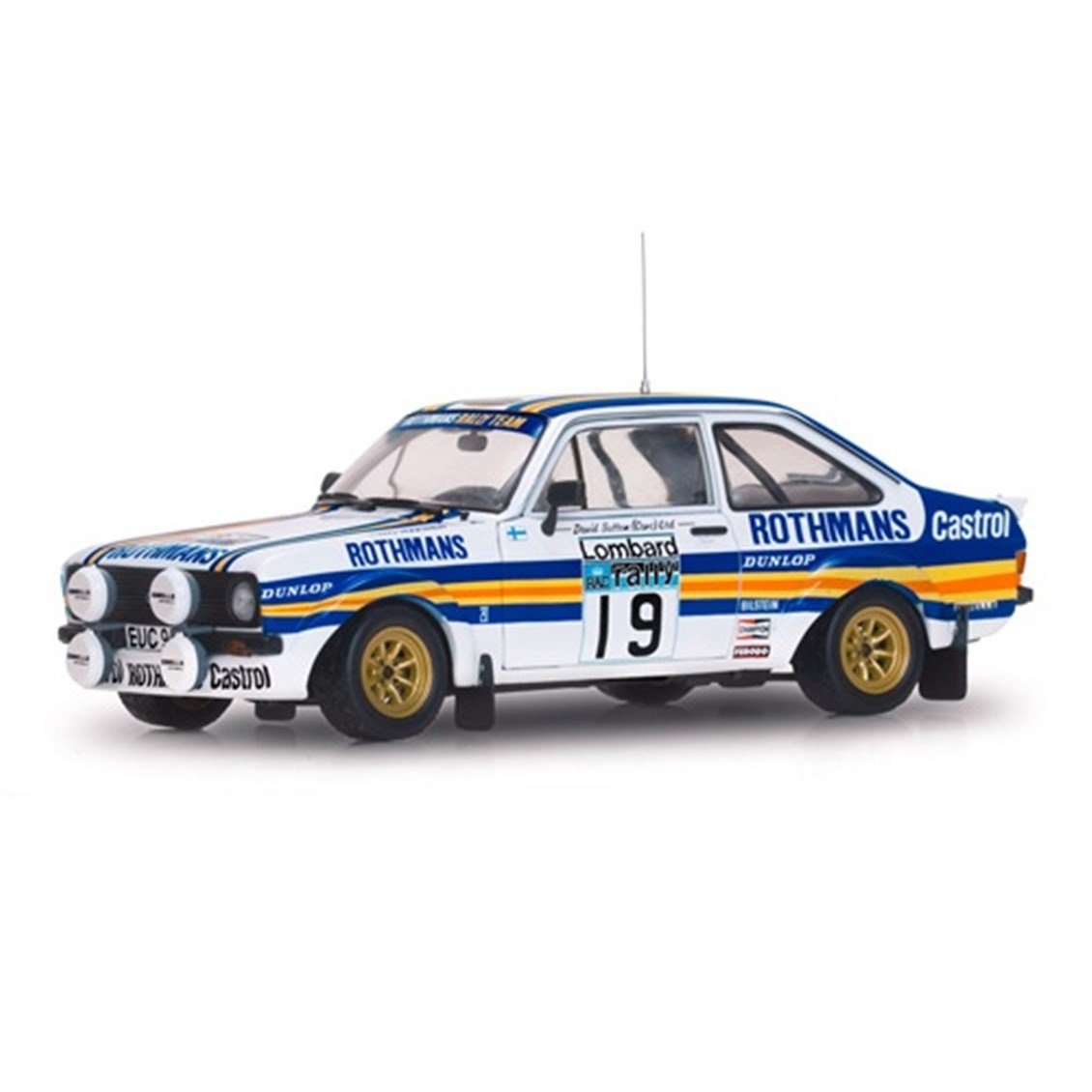 Sunstar 4497 1/18 Ölçek, Ford Escort RS1800  #19 T.Mäkinen/M.Holmes-RAC Rally 1980, Sergilemeye Hazır Metal Araba Modeli