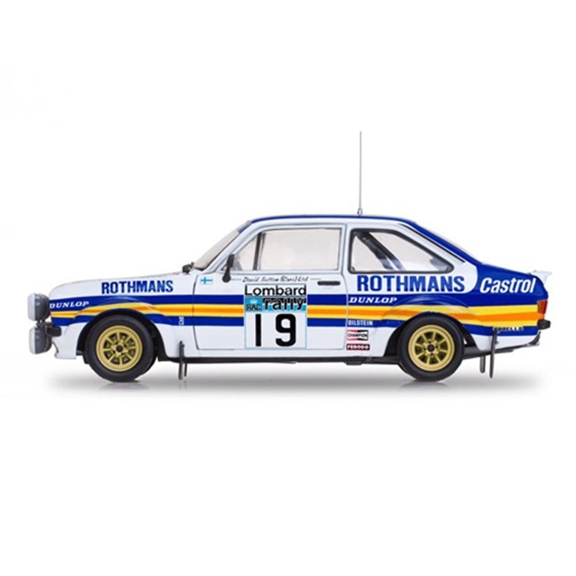 Sunstar 4497 1/18 Ölçek, Ford Escort RS1800  #19 T.Mäkinen/M.Holmes-RAC Rally 1980, Sergilemeye Hazır Metal Araba Modeli