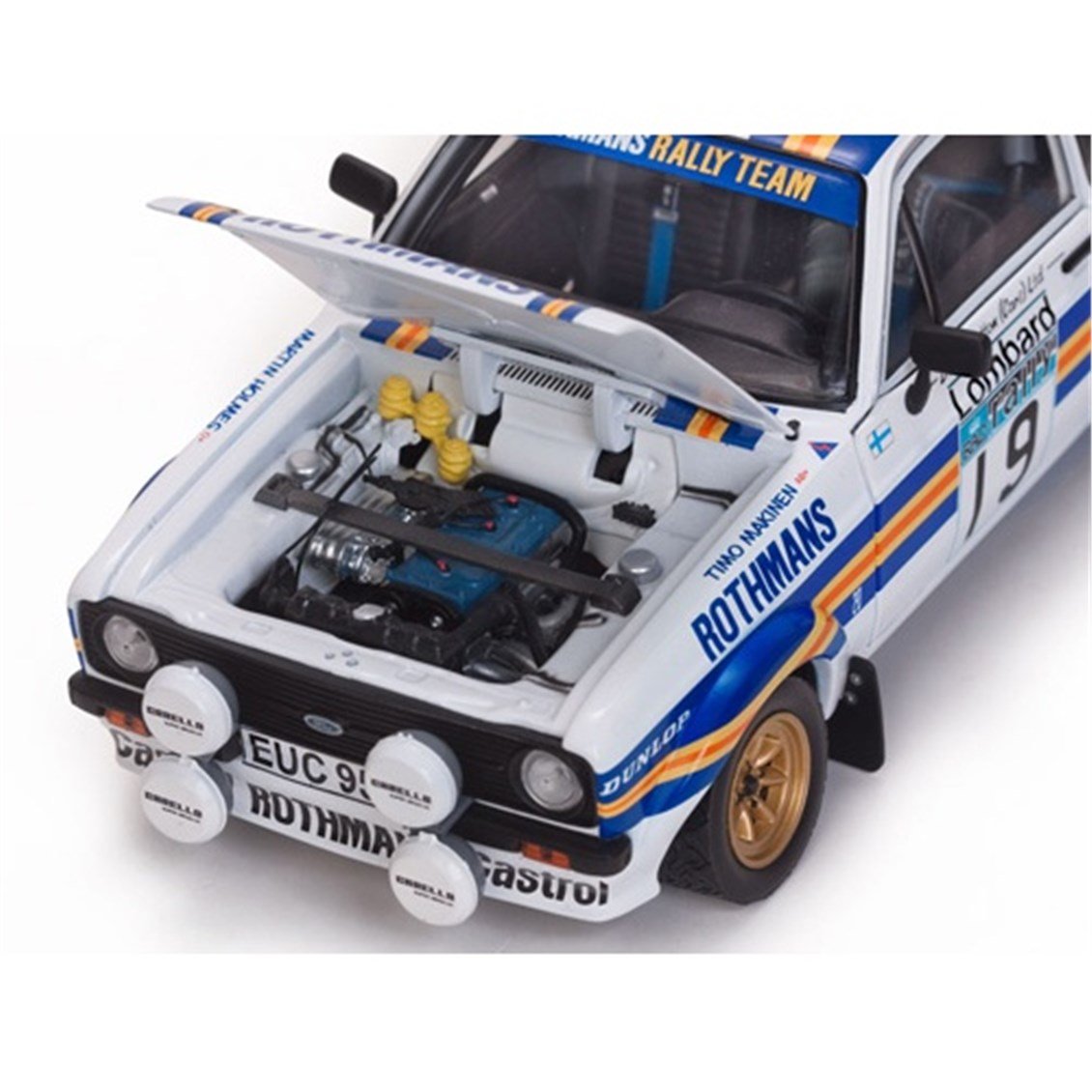 Sunstar 4497 1/18 Ölçek, Ford Escort RS1800  #19 T.Mäkinen/M.Holmes-RAC Rally 1980, Sergilemeye Hazır Metal Araba Modeli