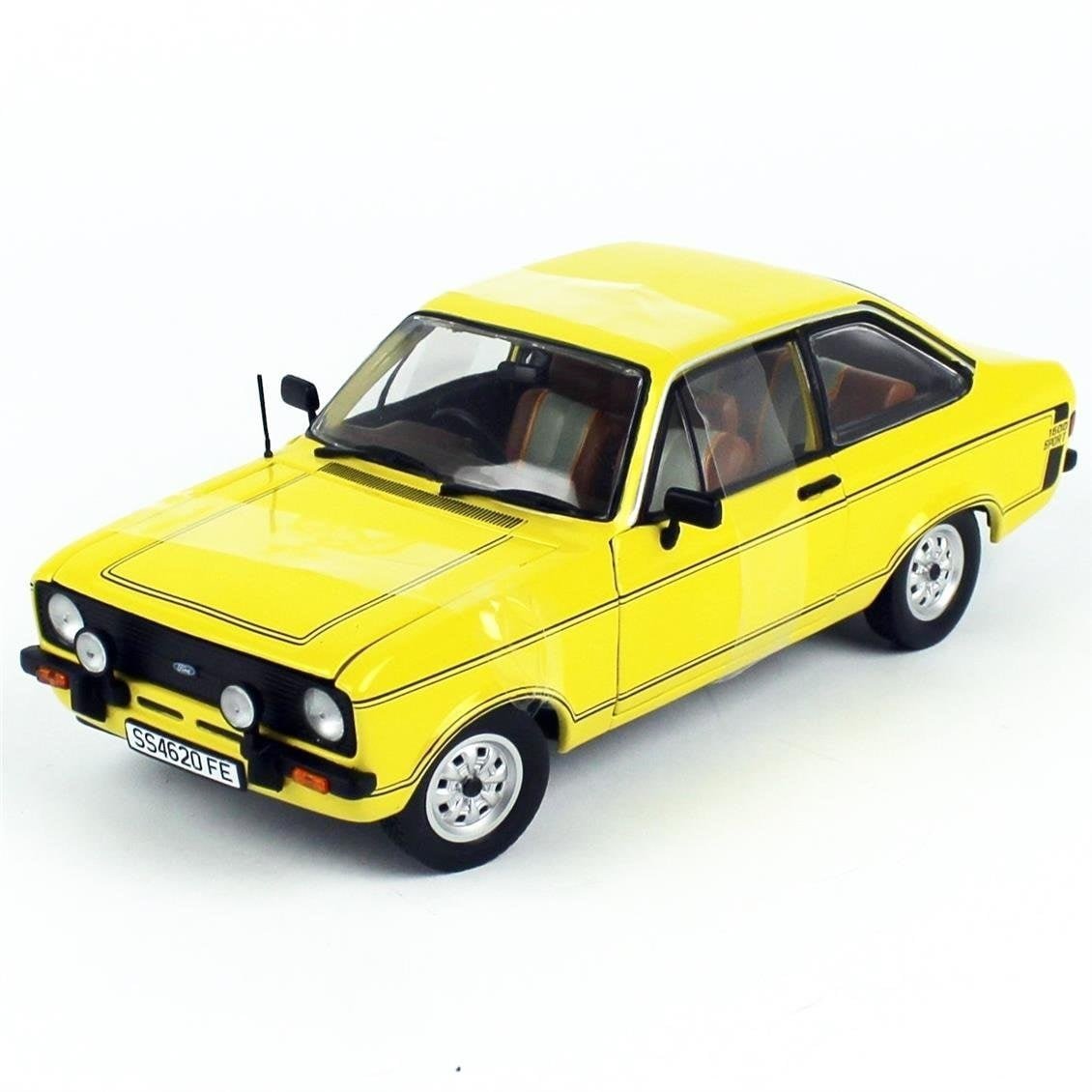 Sunstar 4620 1/18 Ölçek, 1975 Ford Escort MKII Sport, Sarı, Sergilemeye Hazır Metal Ralli Araba Modeli