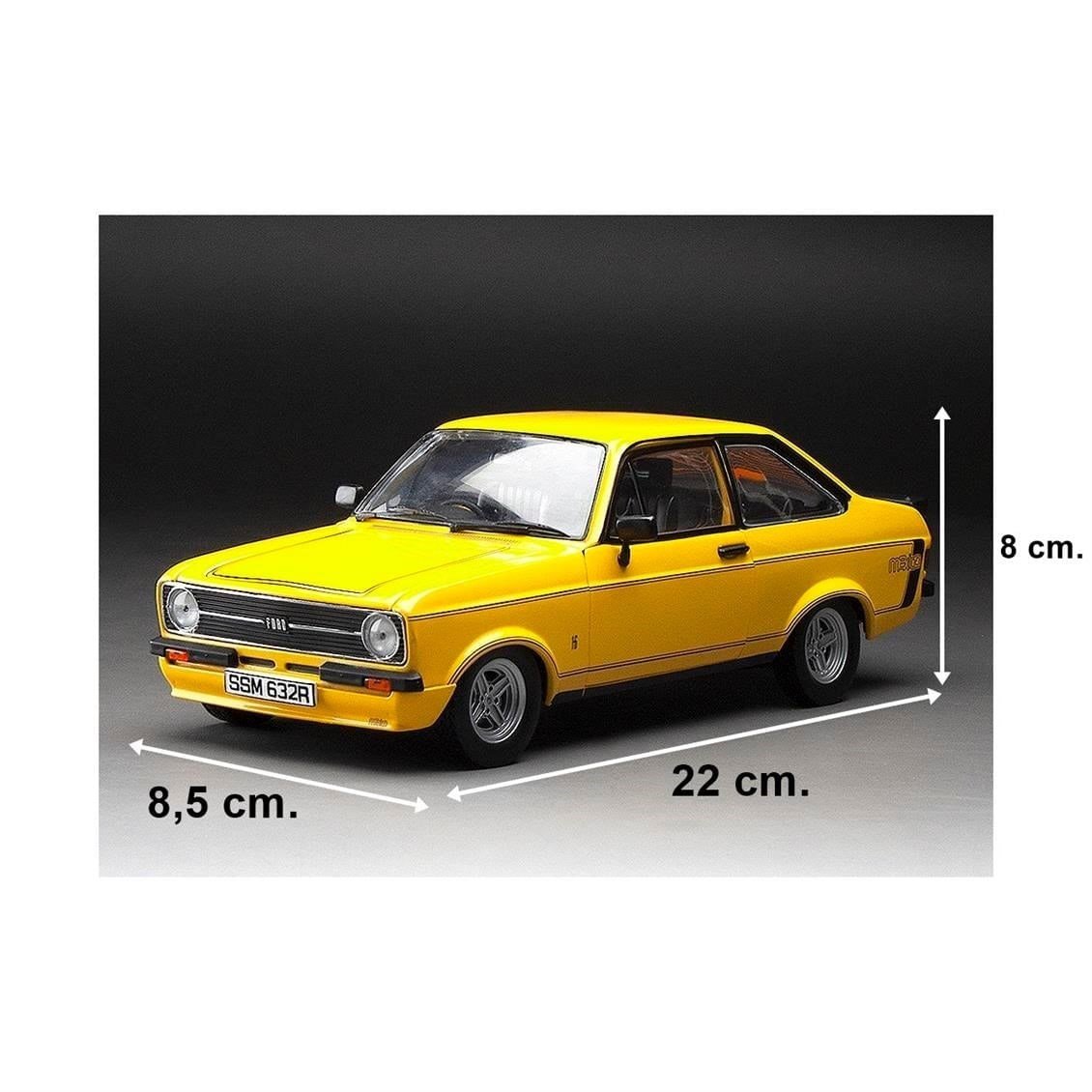 Sunstar 4632 1/18 Ölçek, 1976 Ford Escort MKII RS Mexico, Sarı, Sergilemeye Hazır Metal Araba Modeli