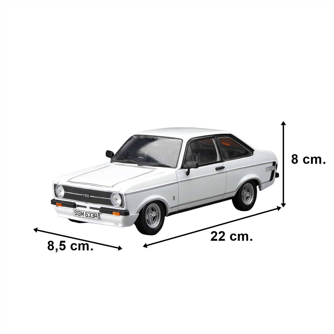Sunstar 4633R 1/18 Ölçek, 1976 Ford Escort MKII RS Mexico, Beyaz, Sergilemeye Hazır Metal Araba Modeli
