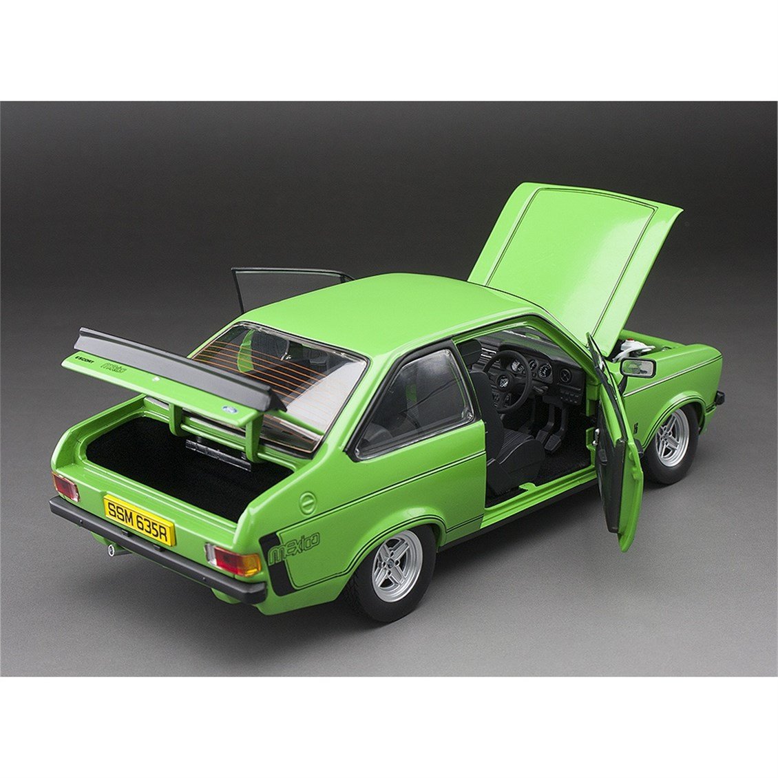 Sunstar 4635 1/18 Ölçek, 1976 Ford Escort MKII RS Mexico-Yeşil (RHD),, Sergilemeye Hazır Metal Araba Modeli