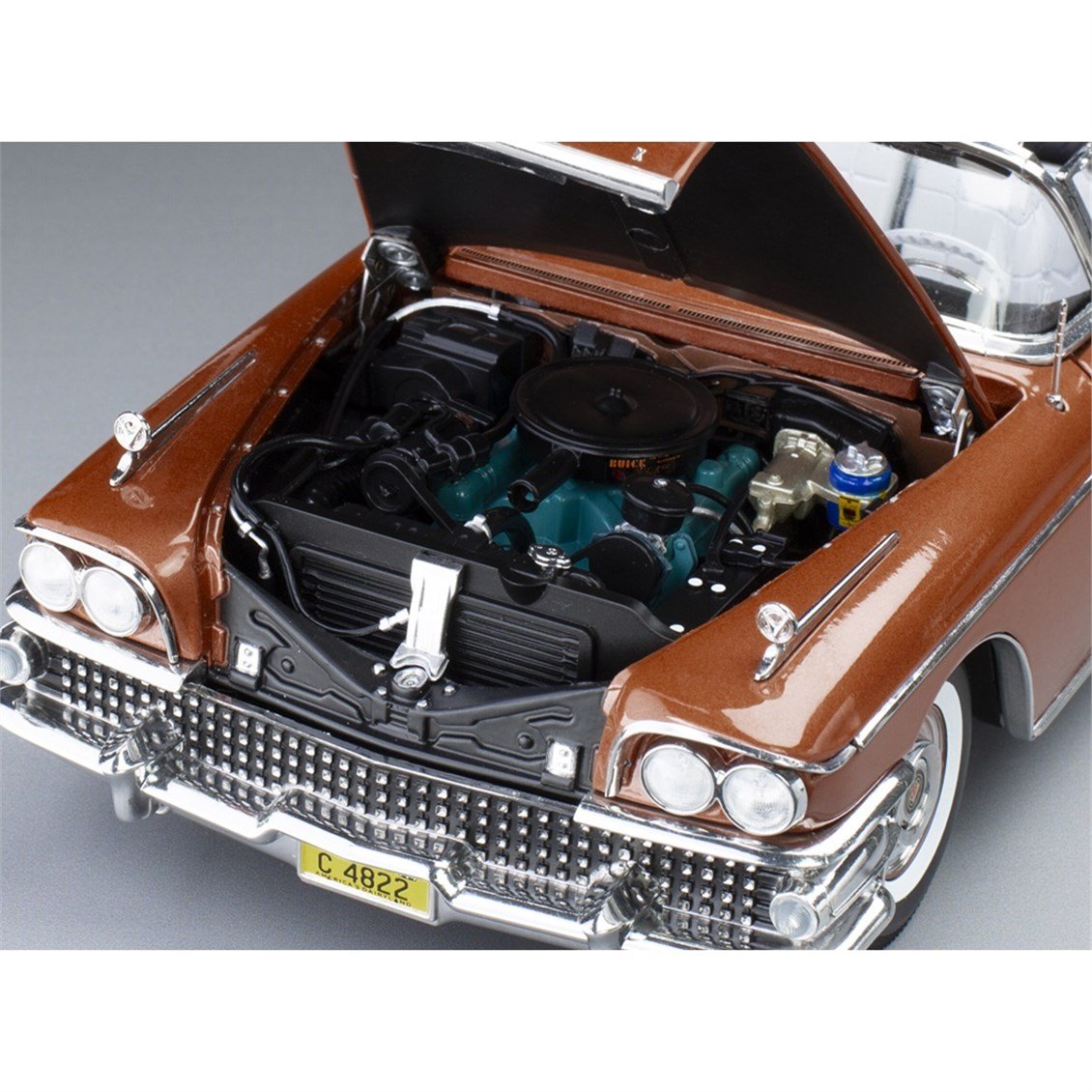 Sunstar 4822 1/18 Ölçek, 1958 Buick Limited Open Convertible, Granat Kırmızı, Sergilemeye Hazır Metal Araba Modeli