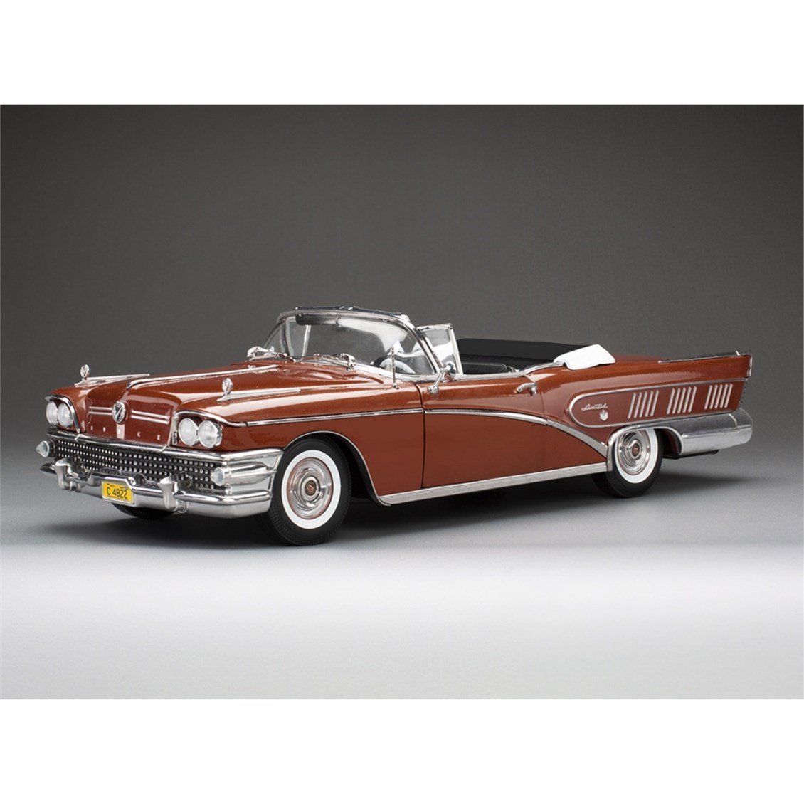Sunstar 4822 1/18 Ölçek, 1958 Buick Limited Open Convertible, Granat Kırmızı, Sergilemeye Hazır Metal Araba Modeli