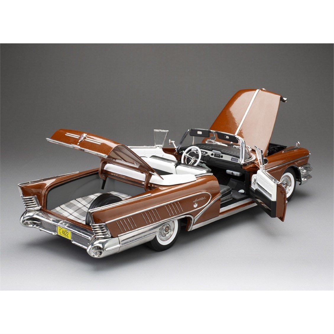Sunstar 4822 1/18 Ölçek, 1958 Buick Limited Open Convertible, Granat Kırmızı, Sergilemeye Hazır Metal Araba Modeli