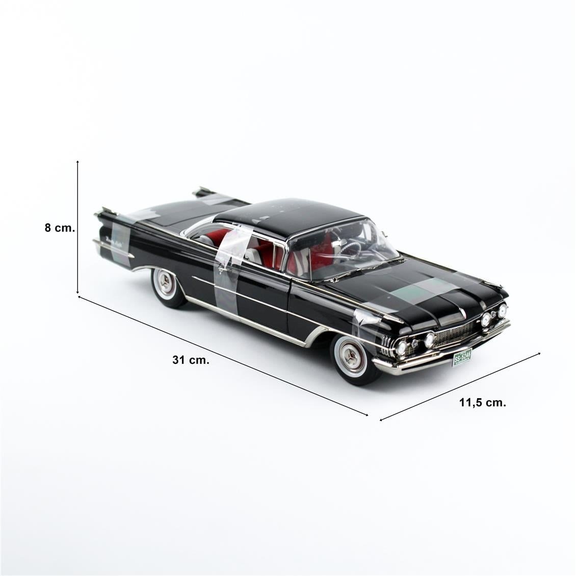 Sunstar 5246 1/18 Ölçek, 1959 Oldsmobile-98, Hard Top, Ebony Siyah, Sergilemeye Hazır Metal Araba Modeli