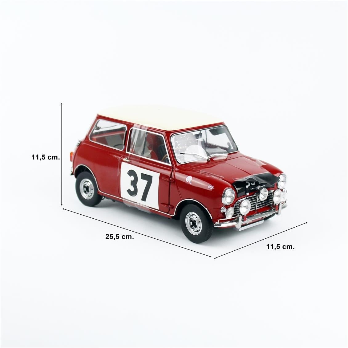 Sunstar 5326 1/12 Ölçek, Mini Cooper S - 37 P.Hopkirk/H. Liddon, Winner Rally Monaco 1964, Sergilemeye Hazır Metal Araba Modeli