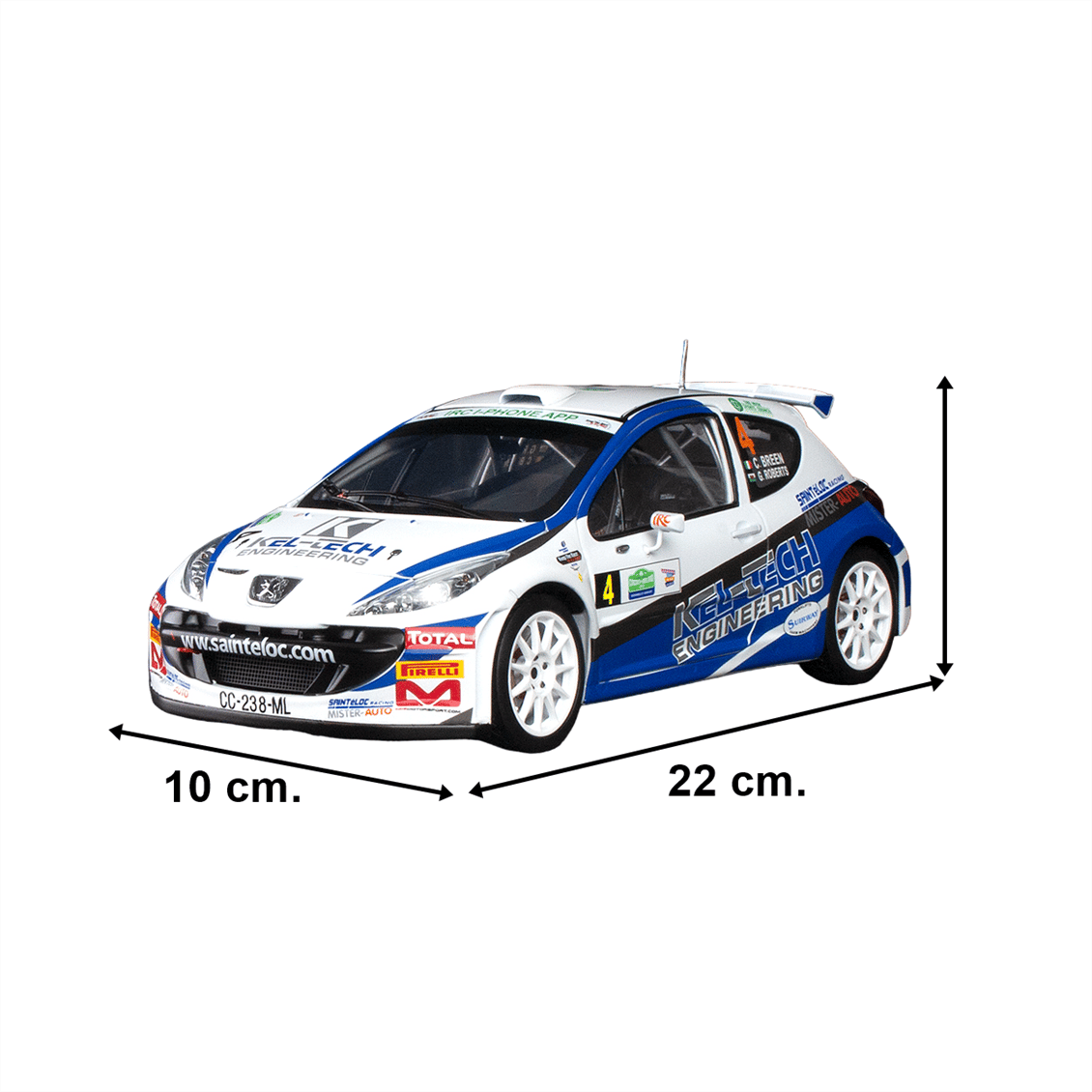 Sunstar 5438R 1/18 Ölçek, Peugeot 207 S2000, C.Breen/G.Roberts, Circuit of Ireland 2012, Sergilemeye Hazır Metal Araba Modeli