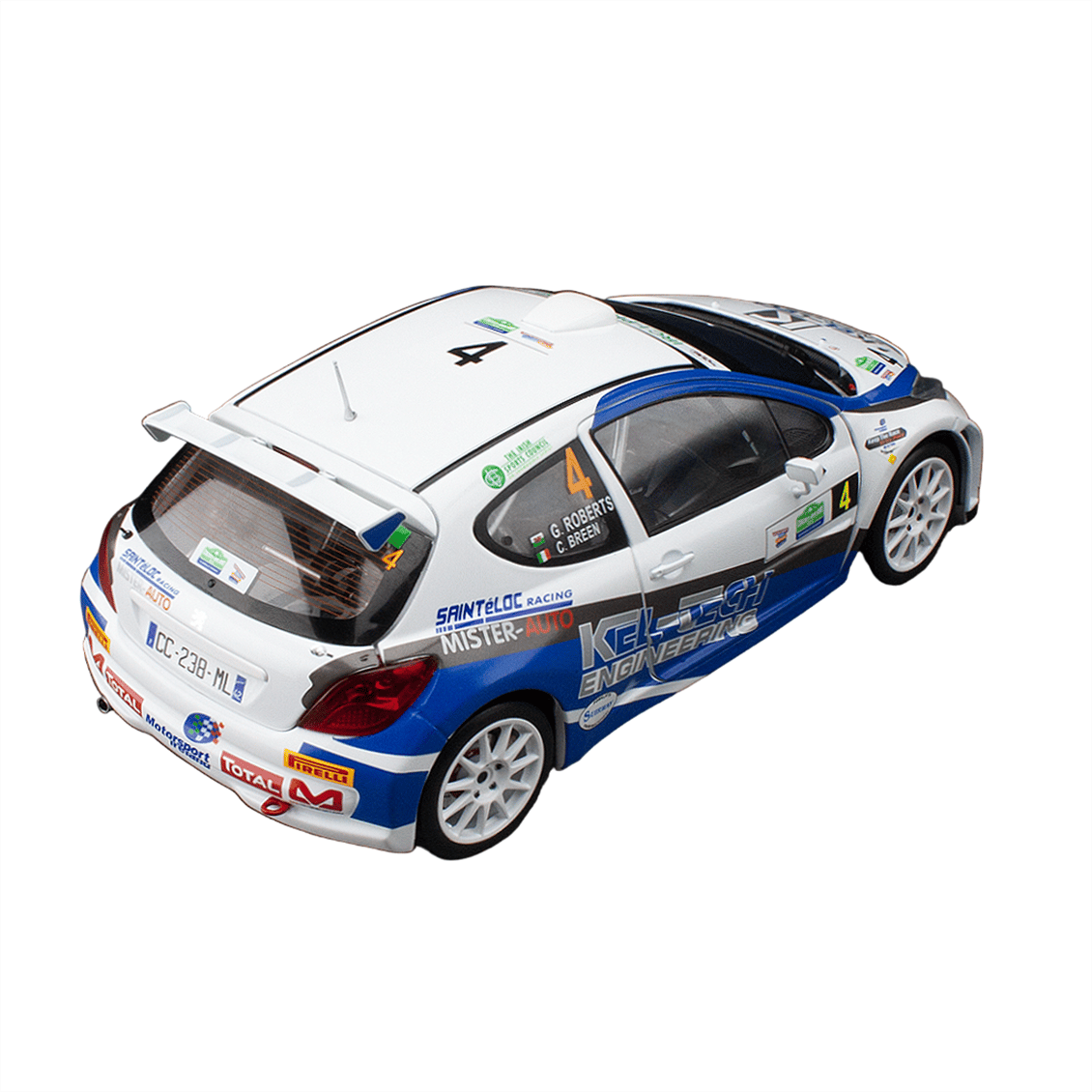 Sunstar 5438R 1/18 Ölçek, Peugeot 207 S2000, C.Breen/G.Roberts, Circuit of Ireland 2012, Sergilemeye Hazır Metal Araba Modeli