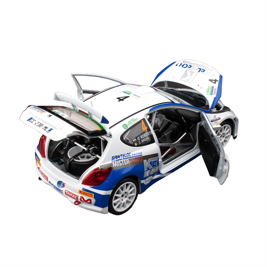 Sunstar 5438R 1/18 Ölçek, Peugeot 207 S2000, C.Breen/G.Roberts, Circuit of Ireland 2012, Sergilemeye Hazır Metal Araba Modeli