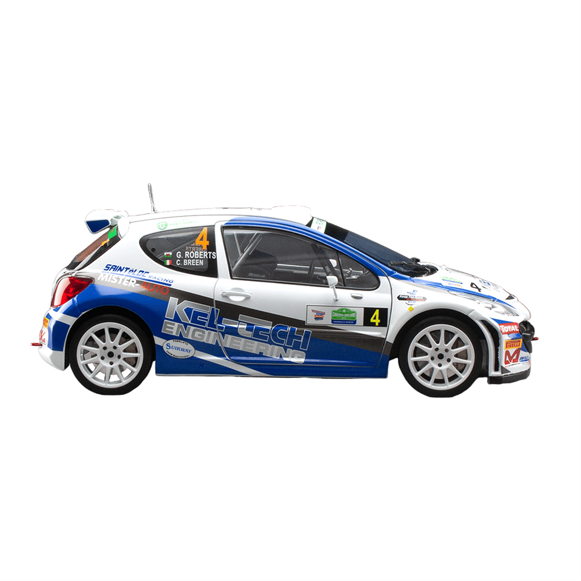 Sunstar 5438R 1/18 Ölçek, Peugeot 207 S2000, C.Breen/G.Roberts, Circuit of Ireland 2012, Sergilemeye Hazır Metal Araba Modeli