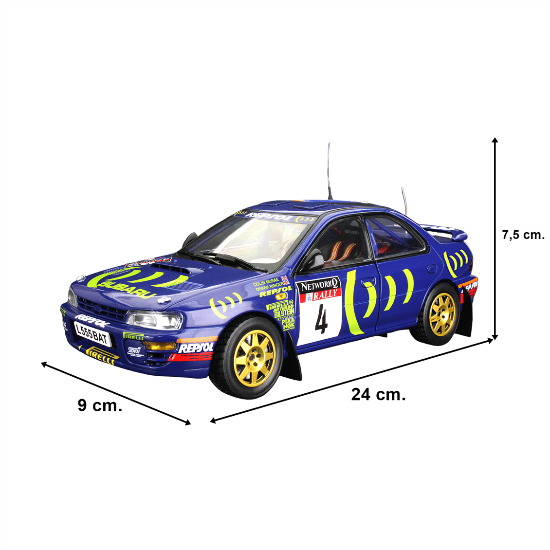 Sunstar 5523R 1/18 Ölçek, Subaru Impreza 555 , C.McRae/D.Ringer, Winner RAC Rally 1995, Sergilemeye Hazır Metal Araba Modeli