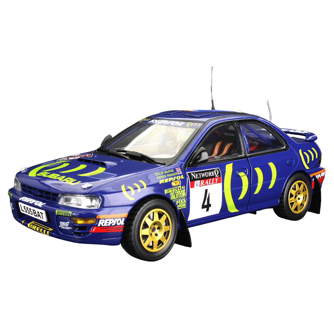 Sunstar 5523R 1/18 Ölçek, Subaru Impreza 555 , C.McRae/D.Ringer, Winner RAC Rally 1995, Sergilemeye Hazır Metal Araba Modeli
