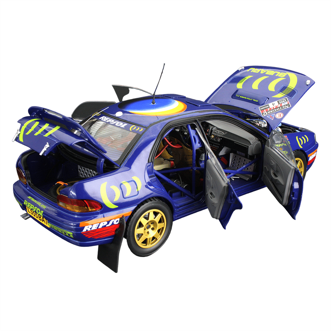 Sunstar 5523R 1/18 Ölçek, Subaru Impreza 555 , C.McRae/D.Ringer, Winner RAC Rally 1995, Sergilemeye Hazır Metal Araba Modeli