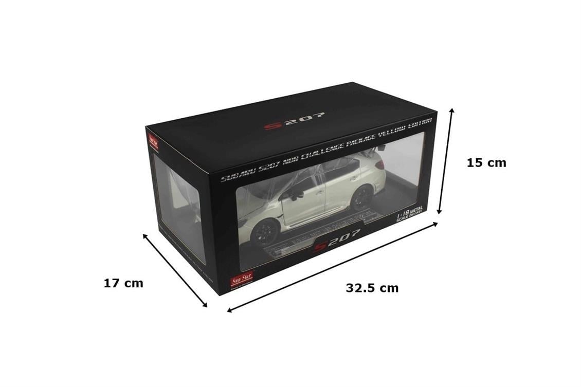 Sunstar 5554 1/18 Ölçek, 2015 Subaru WRX STI S207 (NBR Challenge Package), Beyaz, Sergilemeye Hazır Metal Araba Modeli