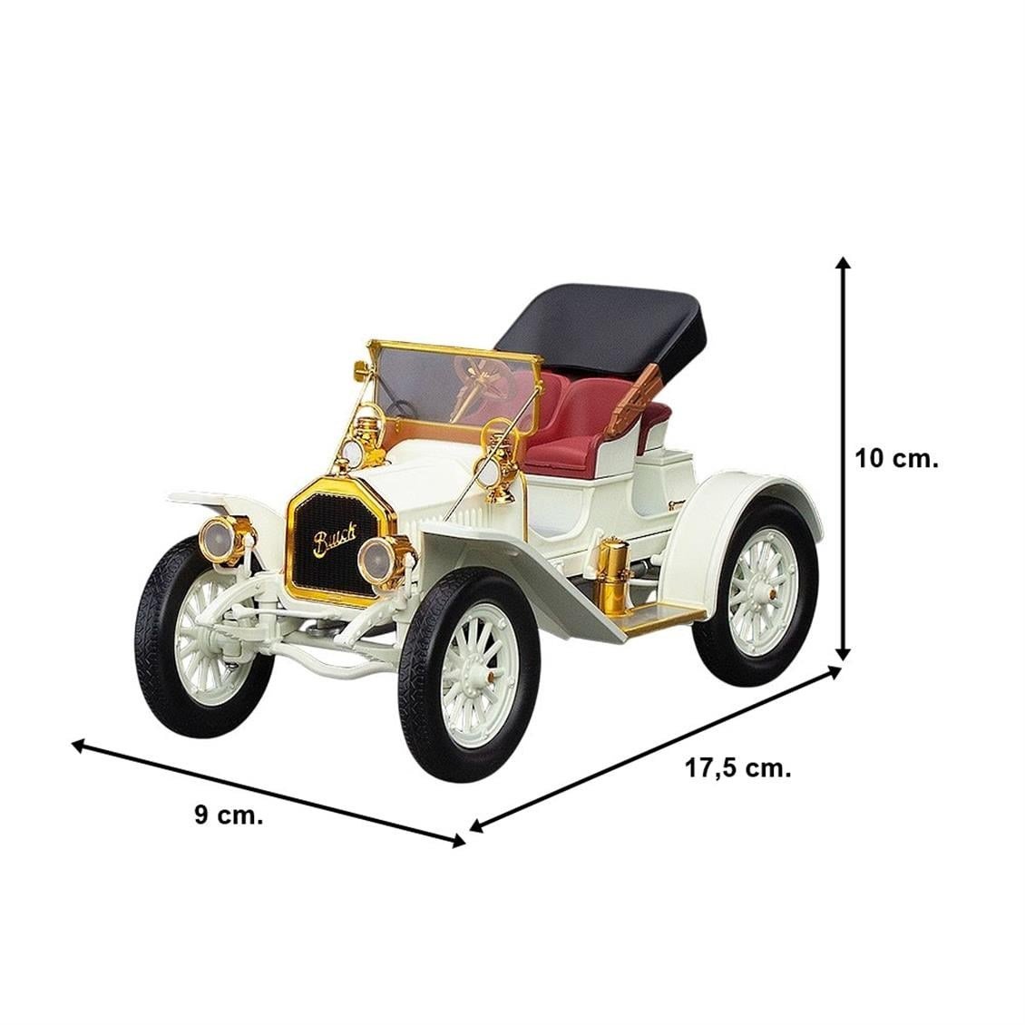 Sunstar 5726 1/18 Ölçek, 1908 Buick Model 10, Beyaz, Sergilemeye Hazır Metal Araba Modeli