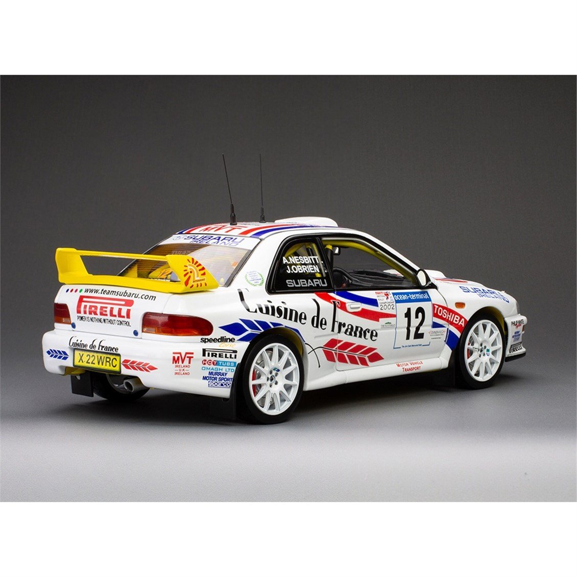 Sunstar 5752 1/18 Ölçek, Subaru Impreza S6 WRC '00 #12 A.Nesbitt / J.O'Brien - Winner Jim Clark Memorial Rally 2002, Sergilemey