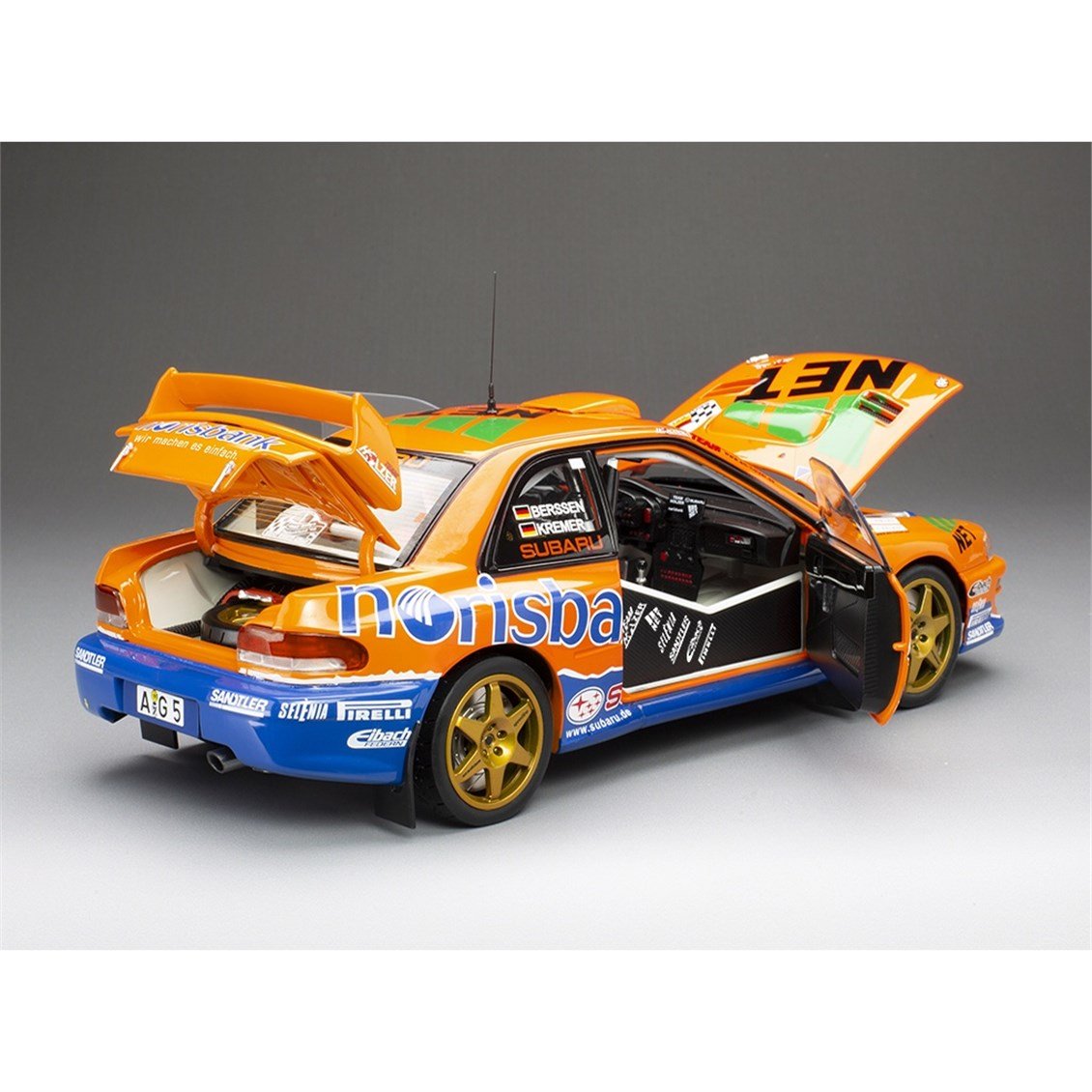 Sunstar 5782 1/18 Ölçek, Subaru Impreza S5 WRC '97 #1 A.Kremer / F.Berßen - Winner ADAC Rallye 1999, Sergilemeye Hazır Metal Ar