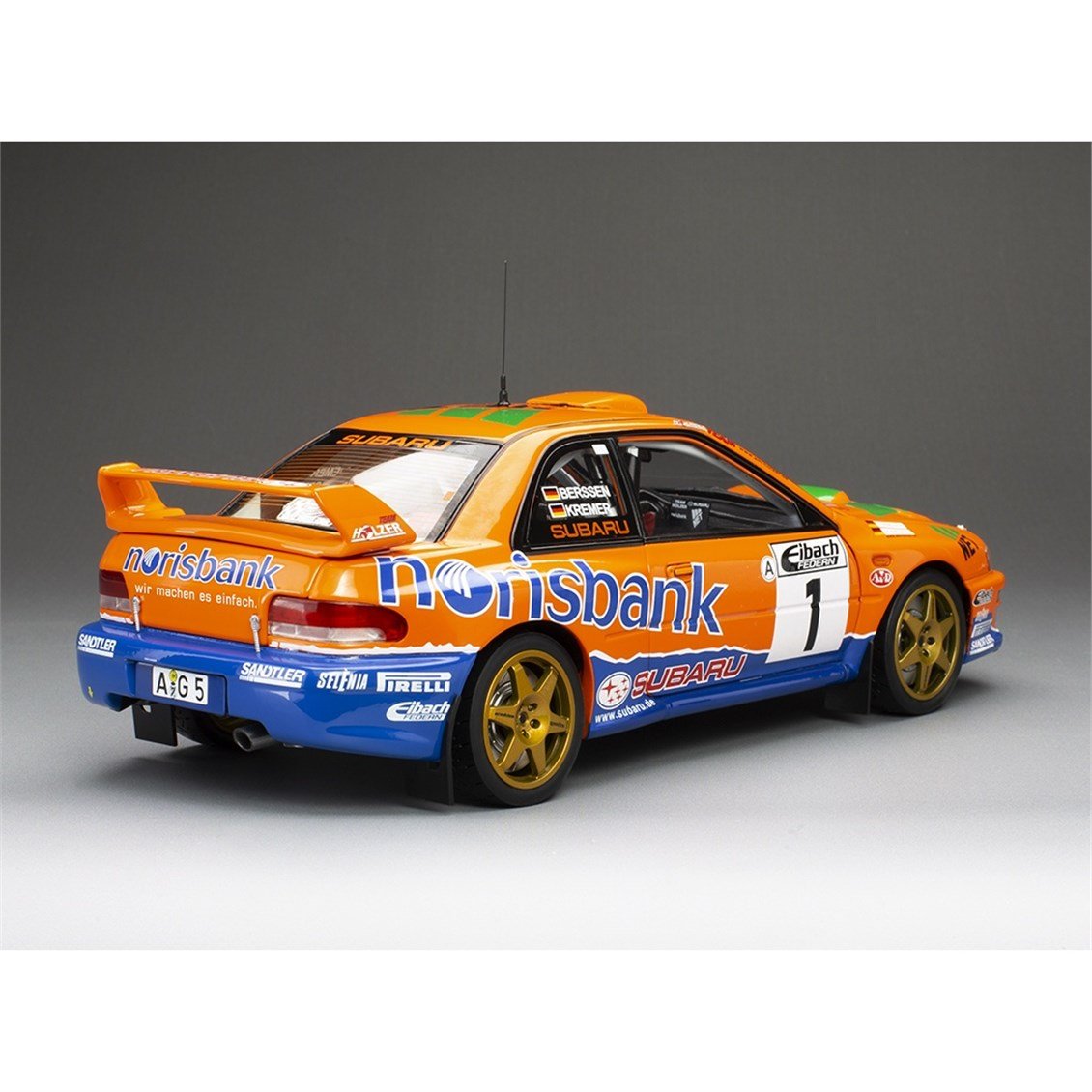 Sunstar 5782 1/18 Ölçek, Subaru Impreza S5 WRC '97 #1 A.Kremer / F.Berßen - Winner ADAC Rallye 1999, Sergilemeye Hazır Metal Ar