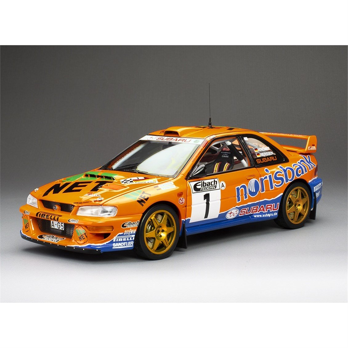 Sunstar 5782 1/18 Ölçek, Subaru Impreza S5 WRC '97 #1 A.Kremer / F.Berßen - Winner ADAC Rallye 1999, Sergilemeye Hazır Metal Ar