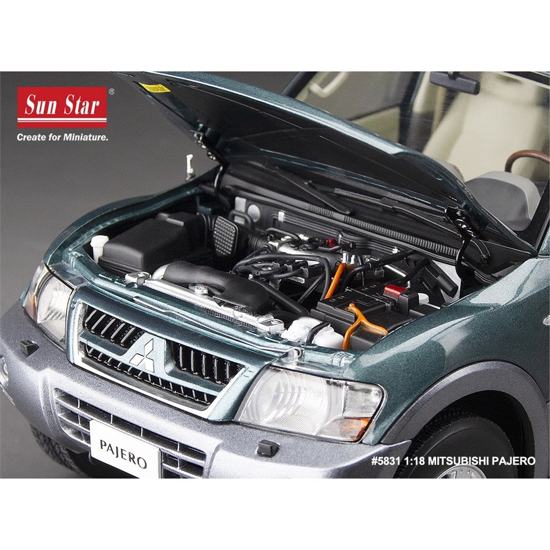 Sunstar 5831 1/18 Ölçek, Mitsubishi Pajero V73, Metalik Yeşil, Sergilemeye Hazır Metal Cip Modeli