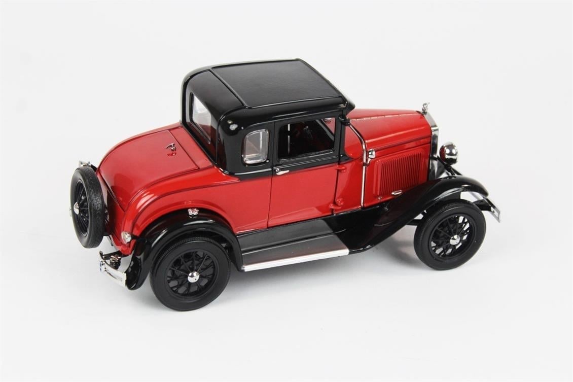 Sunstar 6137 1/18 Ölçek, 1931 Ford Model A, Coupe, Kırmızı-Mavi, Sergilemeye Hazır Metal Araba Modeli